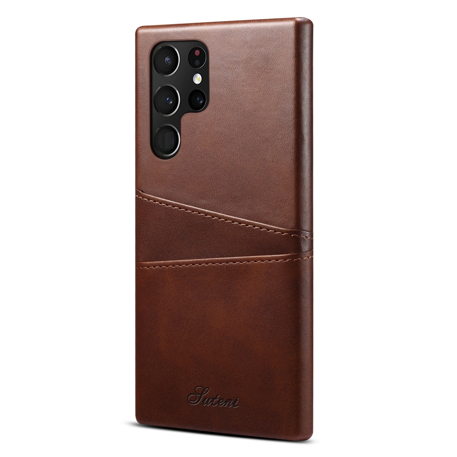 SUTENI For Samsung Galaxy S23 Ultra PU Leather Coated PC Phone Case Shockproof Calf Texture Back Cover with Card Slots SUTENI For Samsung Galaxy S23 Ultra PU Leather Coated PC Phone Case Shockproof Calf Texture Back Cover with Card Slots
